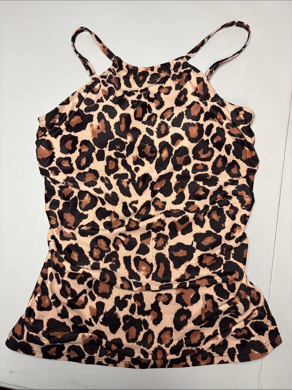 Tempt Me- Leopard Print Halter Tankini Top- size Small - Picture 3 of 7